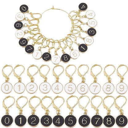 1 Box 20Pcs Number 1~9 Stitch Markers Charms Crochet Enamel Cute Removable Clip on Leverback Clasp Charm Locking Metal Knitting Markers for Weaving Sewing Knit Quilting DIY Zipper Pull