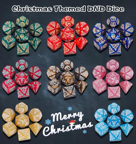 Holiday Theme Polyhedral Role Playing Dice with Pouch (182 Count)