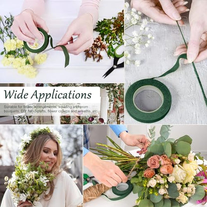 12 Rolls Dark Green Floral Tape Stem Wrap