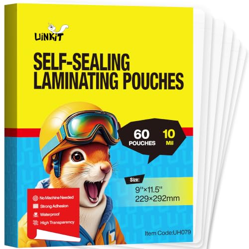 10mil Self Sealing Laminating Pouches 8.5 x 11" (60 Count)