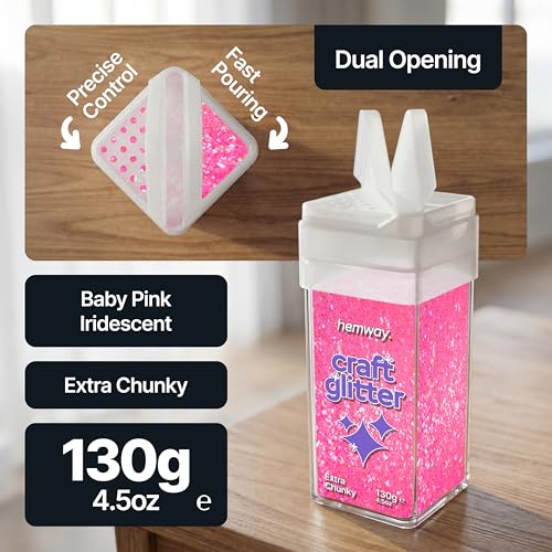 Craft Glitter Shaker Baby Pink Iridescent 110g Extra Chunky (4.5 Ounce)