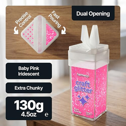 Craft Glitter Shaker Baby Pink Iridescent 110g Extra Chunky (4.5 Ounce)