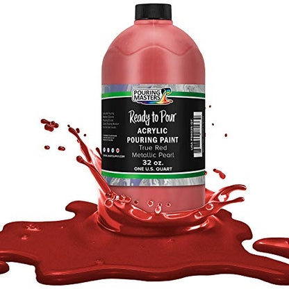 Pouring Masters True Red Metallic Pearl Ready to Pour Acrylic Pouring Paint (32 Fl Oz)