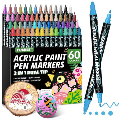60 Colors Acrylic Paint Markers Set (60 Count)