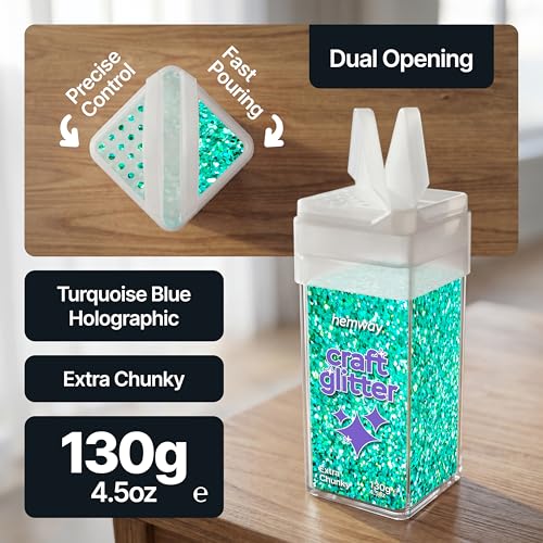 Craft Glitter Shaker Turquoise Blue Holographic 110g Extra Chunky (3.8 Ounce)