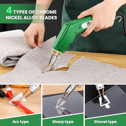 Electric Hot Knife Rope Fabric Cutting Tool Kit 4 Blades 600° C