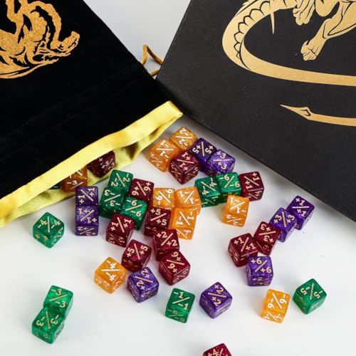 Color MTG Counter Dice Set Keyword Shield Life Counters with Dice Storage Bag for MTG TGG Table Games