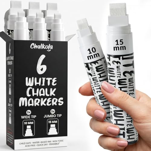 6 White Car Window Markers Washable for Auto