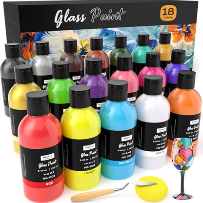 18 Colors Acrylic Glass Paint Set (152.1 Fl Oz)