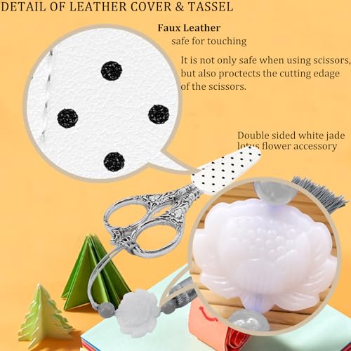 4.5Inch Needlepoint Scissors Sharp Embroidery Scissor with Cover Tassel Stainless Steel Precision Shears Crochet Cross Shears for Beading Sewing Machine DIY Artwork Knitting