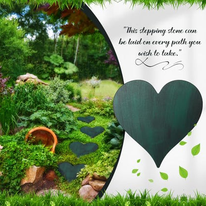 3 Pcs Heart Garden Stepping Stones Brown Cast Iron Stepping Stones Rustic Style Outdoor Stones for Garden Walkway Outside Decorative Decor (3 Count)