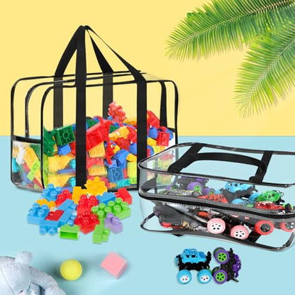 6 Pcs XXL Toy Storage Bags with Labels Reusable Clear Toy Organizer (6 Count)