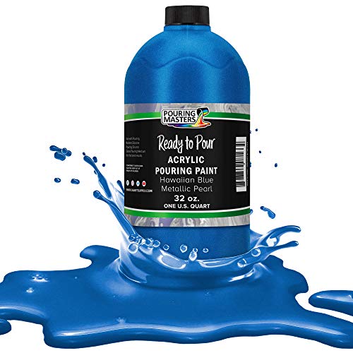 Pouring Masters Hawaiian Blue Metallic Pearl Ready to Pour Acrylic Pouring Paint (32 Fl Oz)