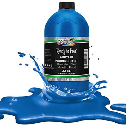 Pouring Masters Hawaiian Blue Metallic Pearl Ready to Pour Acrylic Pouring Paint (32 Fl Oz)