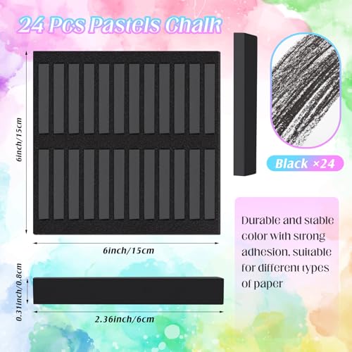 24 Pcs Soft Pastel Drawing Chalk Set Square Sketch Chalk Non (24 Count)