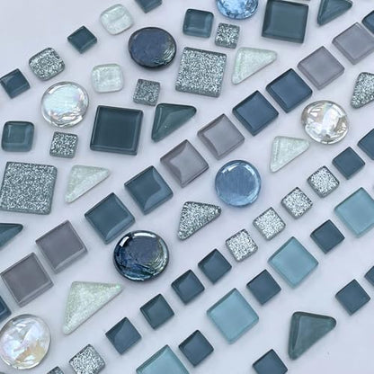 1.1 LB Gray Irregular Glass Mosaic Tiles with Backing (17.6 Ounce)