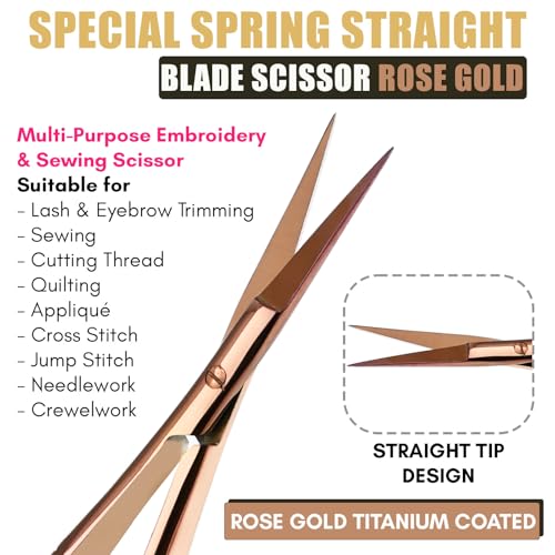 Cross Edge Spring Scissors 5 Inch straight Stainless Steel Precision Eyebrow & Eyelash Shaping & Trimming Scissor