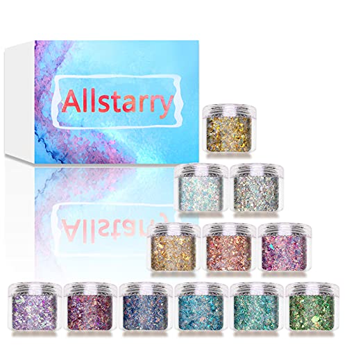12 Colors Chunky Glitter Holographic Craft Glitter (12 Count)