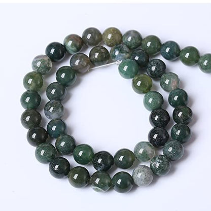 90PCS 4mm Natural Green Moss Agate Beads Gemstone Round Loose Spacer Beads for Jewelry Making DIY Bracelet Necklace Earrings 15" Inch
