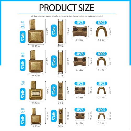 80pcs Metal Zipper Insertion Pin Kit Zipper Head Slider Accessories Stopper Repair Latch Slider Retainer Open (80 Count)