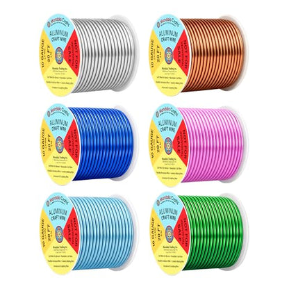 10 GA Pink Green Blue Assorted Anodized Aluminum Craft Wire (120 Foot)