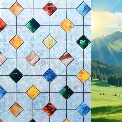 Rainbow Stained Glass Window Film Decorative 23.6in X 78.7in