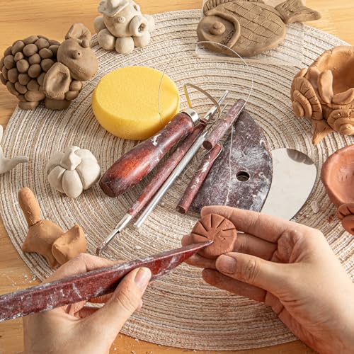 8PCS Stained Wooden Pottery Sculpting Tools
