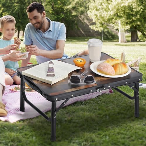Small Folding Table with Side Pocket Adjustable Height