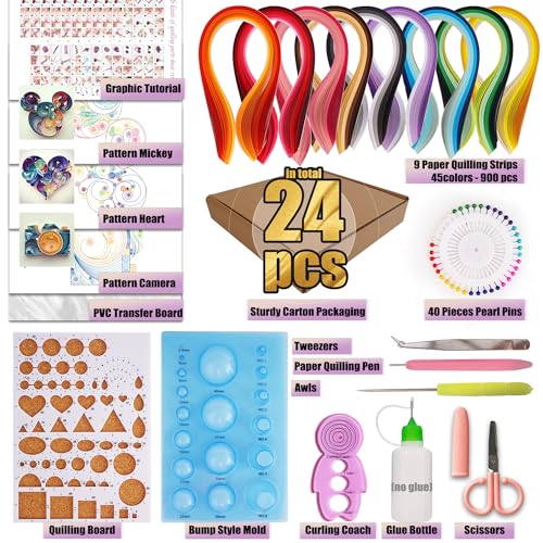 Paper Quilling Tools Set with 45 Colors 5mm 900pcs Quilling Strips