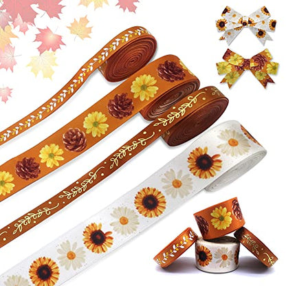 4 PCS Thanksgiving Fall Ribbons for Crafting