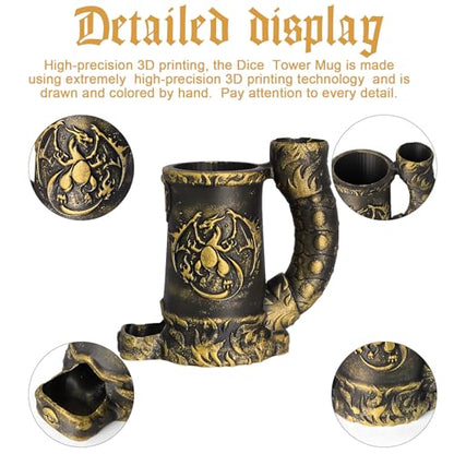 Dice Tower Mug DND Dice Roller Tower with 7 PCS Dice Set