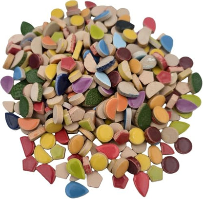 500g 1.1lb Random Color Irregular Ceramics Mosaic Tiles (16 Ounce)
