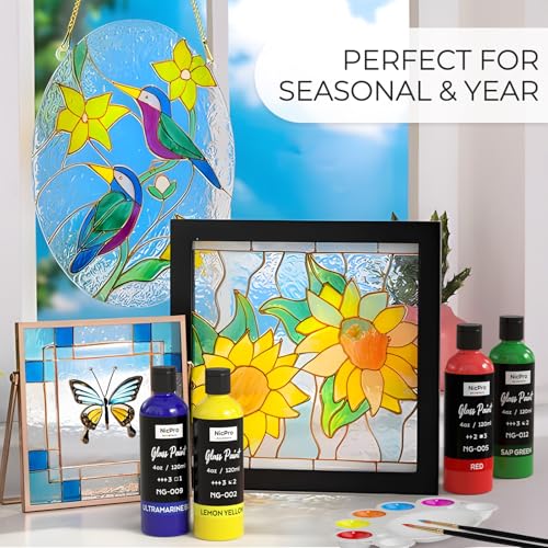 8 Colors Stained Glass Paint Set (32 Fl Oz)