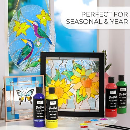 8 Colors Stained Glass Paint Set (32 Fl Oz)