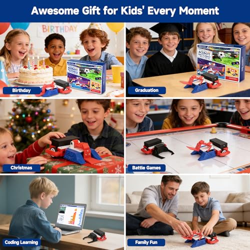2-in-1 Football & Battle Robot Car Kit, ESP32 APP-Remote Control Battlebolt Car Fighting Robot Toy for Kids Wireless Gameplay Robotics STEM Science Kit Birthday Gift for Boys Girls Age 8+ (One Kit)