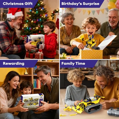 5-in-1 Bulldozer Robot Toy Building Sets STEM Gift for Boys Age 8-12 (5 Count)