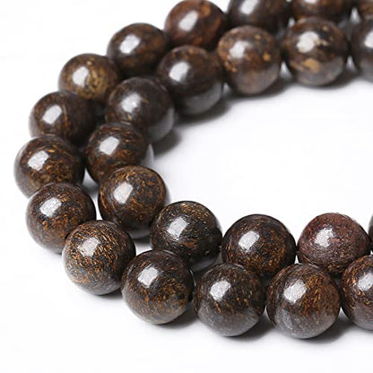 45pcs 8mm Natural Stone Beads Brown Bronzite Gemstone Round Loose Beads for Jewelry Making DIY Bracelet Necklace (16 Count)