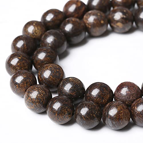 90pcs 8mm Natural Stone Beads Brown Bronzite Gemstone Round Loose Beads for Jewelry Making DIY Bracelet Necklace 32" 2 Strands