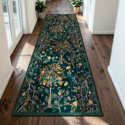 Boho Floral Rug Runners for Hallways Non Slip (20 Sq Ft)