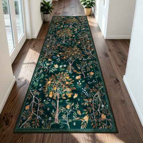 Boho Floral Rug Runners for Hallways Non Slip (20 Sq Ft)