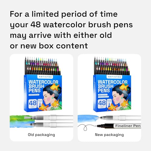 48 Watercolor Markers with Flexible Paint Brush Pens for Pros & Beginners (51 Count)