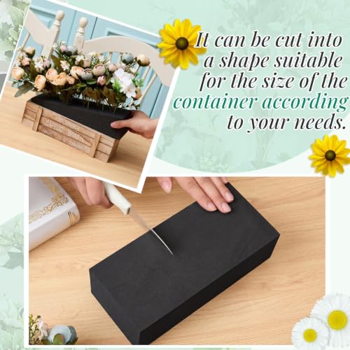 4 Pcs Black Reusable Floral Foam Blocks Water Weather Resistant Dry Floral Foam for Artificial Flower Arrangements Outdoor Hanging Florist Plant Bases for DIY Wedding