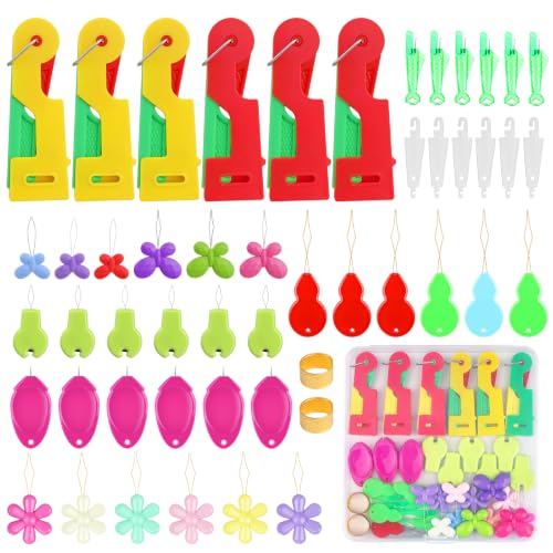 51Pcs Needle Threader Tool Set 9 Types Needle Threader with Thimbles
