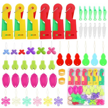 51Pcs Needle Threader Tool Set 9 Types Needle Threader with Thimbles
