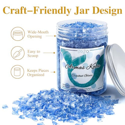 Light Blue Crushed Glass for Resin Art & Crafts (24 Ounce)