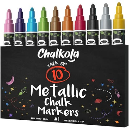 10 Metallic Chalkboard Markers for Blackboard (10 Count)
