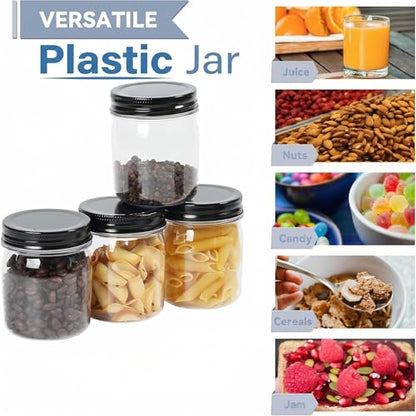 8 oz Plastic Mason Jars and Clear Plastic Jars with Lids 8 oz (24 Count)