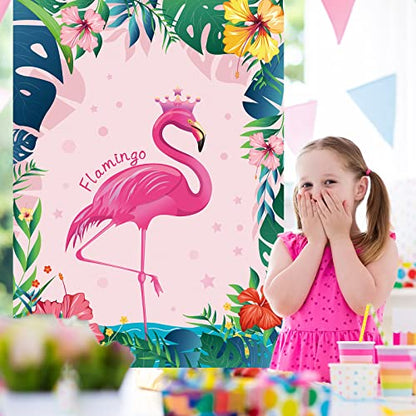 Pin The Crown on The Flamingo Birthday Hawaiian Luau Tiki Party