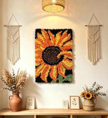 Sunflower Latch Hook Rug Kit for Adults Beginners