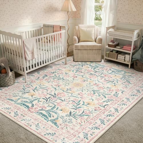 Pink Floral Rugs for Living Room